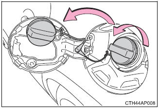 Toyota Auris. Apertura del tapón del depósito de combustible