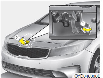 Kia Forte. Apertura del capó