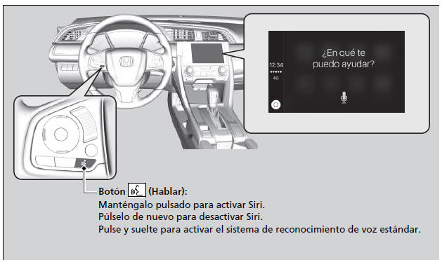 Honda Civic. Funcionamiento básico del sistema de sonido (Modelos con sistema de sonido con pantalla)