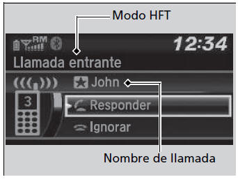 Honda Civic. Sistema de teléfono manos libres (Modelos con sistema de sonido con pantalla en color)