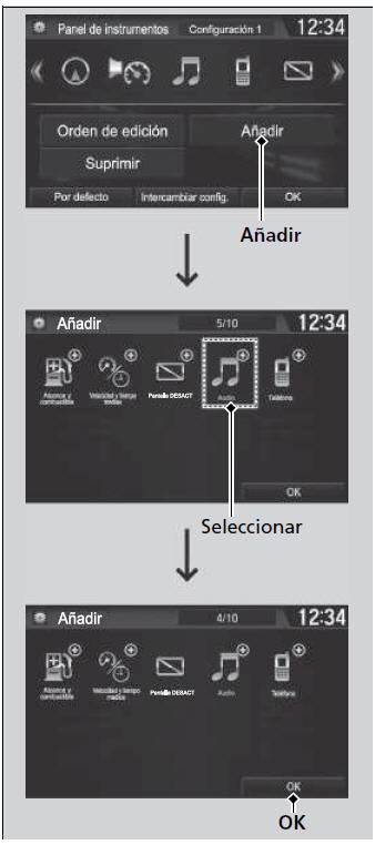 Honda Civic. Funcionamiento básico del sistema de sonido (Modelos con sistema de sonido con pantalla)