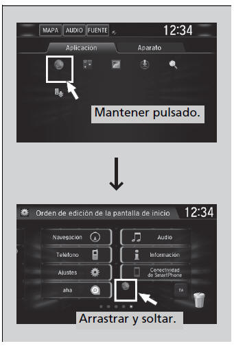 Honda Civic. Funcionamiento básico del sistema de sonido (Modelos con sistema de sonido con pantalla)