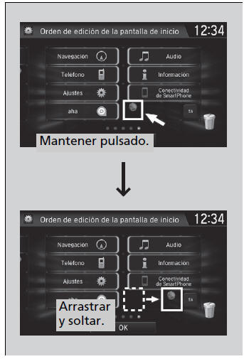 Honda Civic. Funcionamiento básico del sistema de sonido (Modelos con sistema de sonido con pantalla)