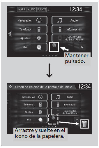 Honda Civic. Funcionamiento básico del sistema de sonido (Modelos con sistema de sonido con pantalla)