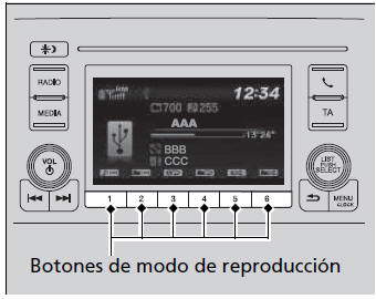 Honda Civic. Funcionamiento básico del sistema de sonido (Modelos con sistema de sonido con pantalla en color)