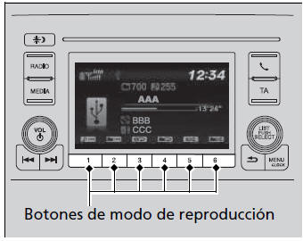 Honda Civic. Funcionamiento básico del sistema de sonido (Modelos con sistema de sonido con pantalla en color)
