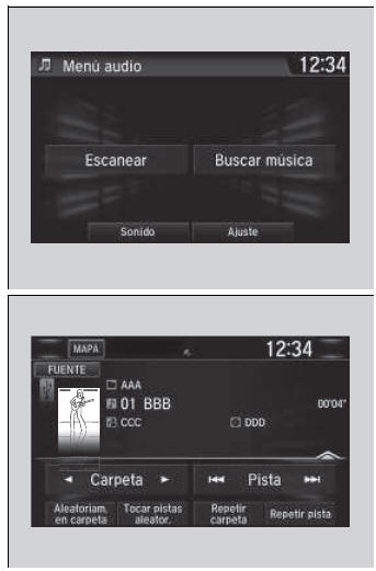 Honda Civic. Funcionamiento básico del sistema de sonido (Modelos con sistema de sonido con pantalla)