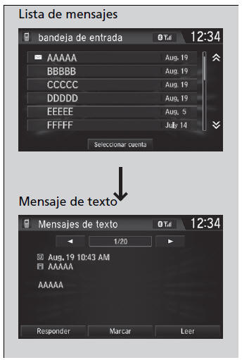 Honda Civic. Sistema de teléfono manos libres (Modelos con sistema de sonido con pantalla)