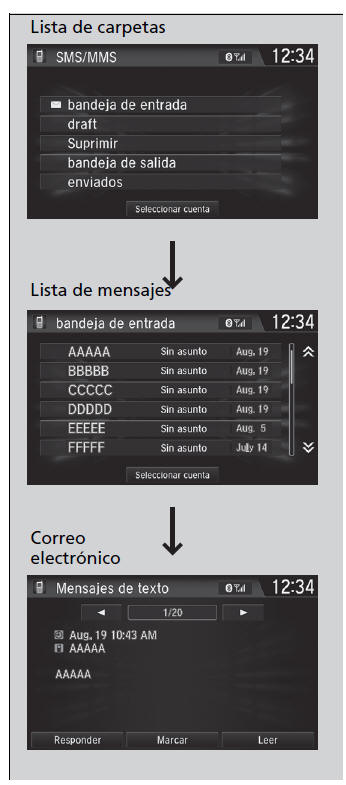 Honda Civic. Sistema de teléfono manos libres (Modelos con sistema de sonido con pantalla)
