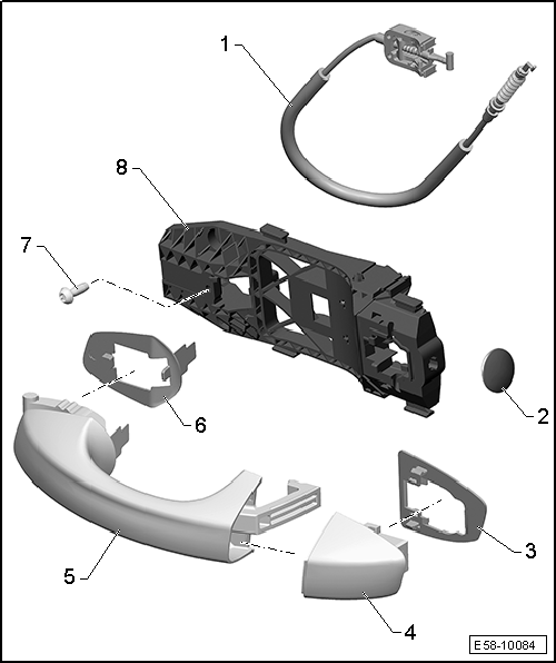 Cuadro de montaje - Manilla y cerradura de la puerta