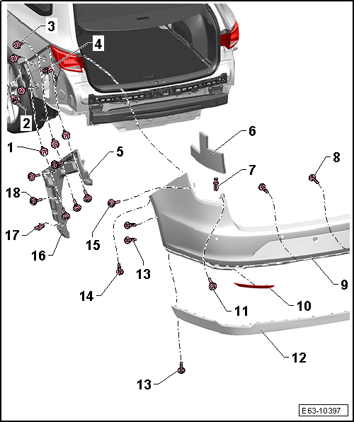 Revestimiento del paragolpes posterior, modelo ST : cuadro general de montaje