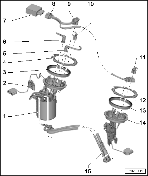 Cuadro de montaje - Unidad de alimentación de combustible / sensor del nivel de combustible, tracción total