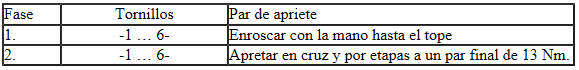 Brida de estanqueidad del lado del cambio - par de apriete y secuencia de apriete