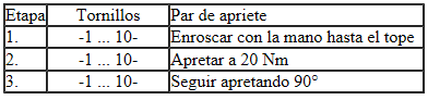 Colector de admisión con intercooler - par y orden de apriete