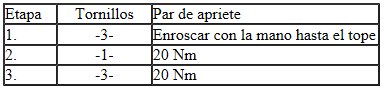 Soporte -2- para módulo de depuración de gases de escape - par y orden de apriete