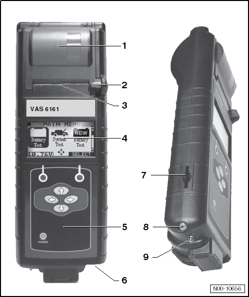 Descripción del aparato verificador de baterías con impresora -VAS 6161-