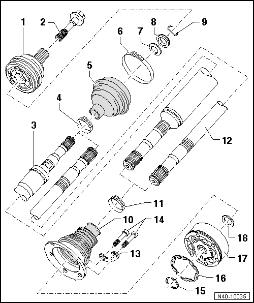 Cuadro de montaje - Palier, junta homocinética VL100