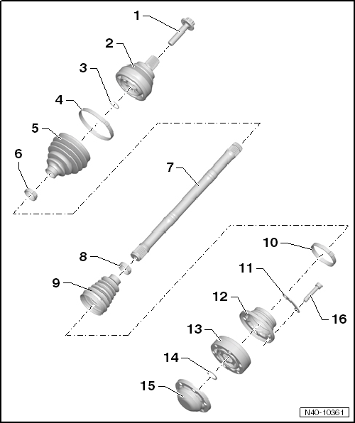 Cuadro de montaje - Palier, junta homocinética VL107