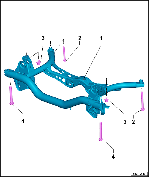 Cuadro de montaje - Puente soporte de la mecánica, eje multibrazo, tracción delantera