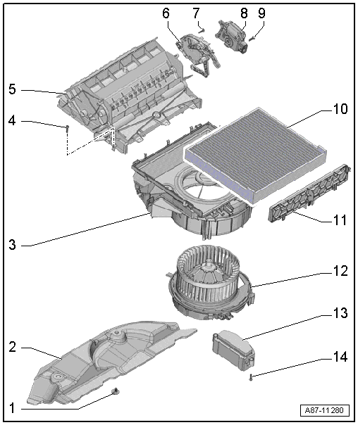 Canalizador de aspiración de aire, filtro de polvo y polen, turbina de aire exterior, gestión de trampillas