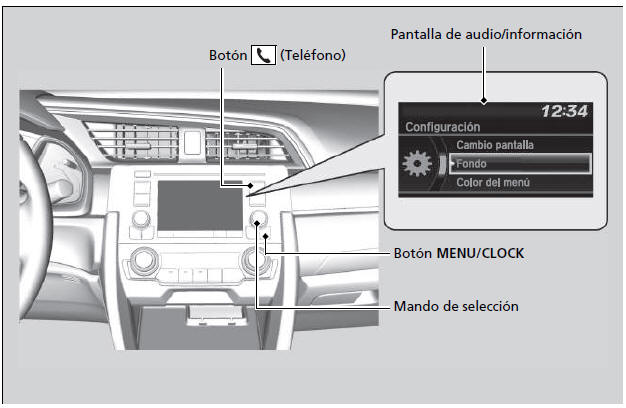 Honda Civic. Funciones configurables (Modelos con sistema de sonido con pantalla en color)